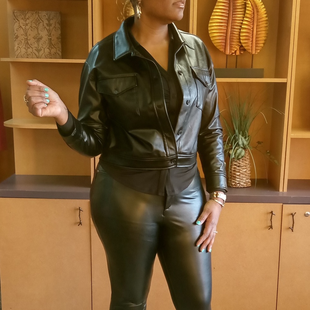 Faux Leather Suit